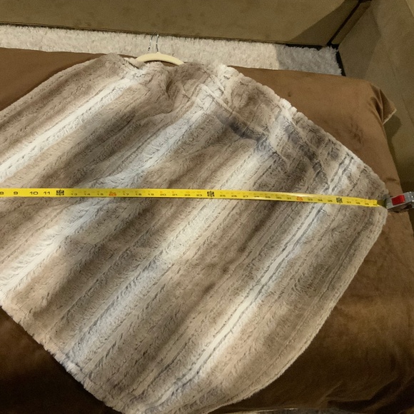 Poncho Cream, White, Brown, OS - Picture 3 of 4